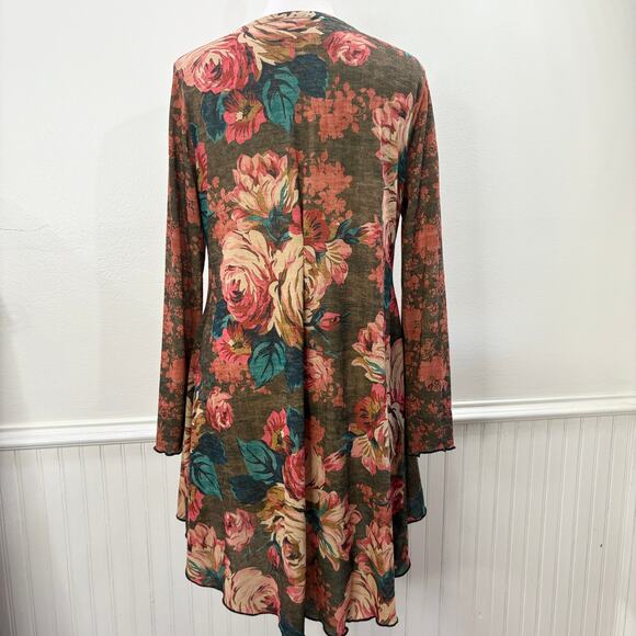 Amma Size M Cardigan Tunic Top Floral Patchwork Asymmetrical Boho FLAW READ - Picture 3 of 13